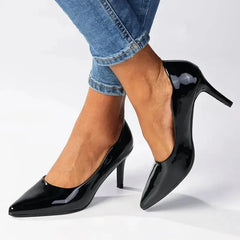 Madison Scalloped Penny Court - Black Patent