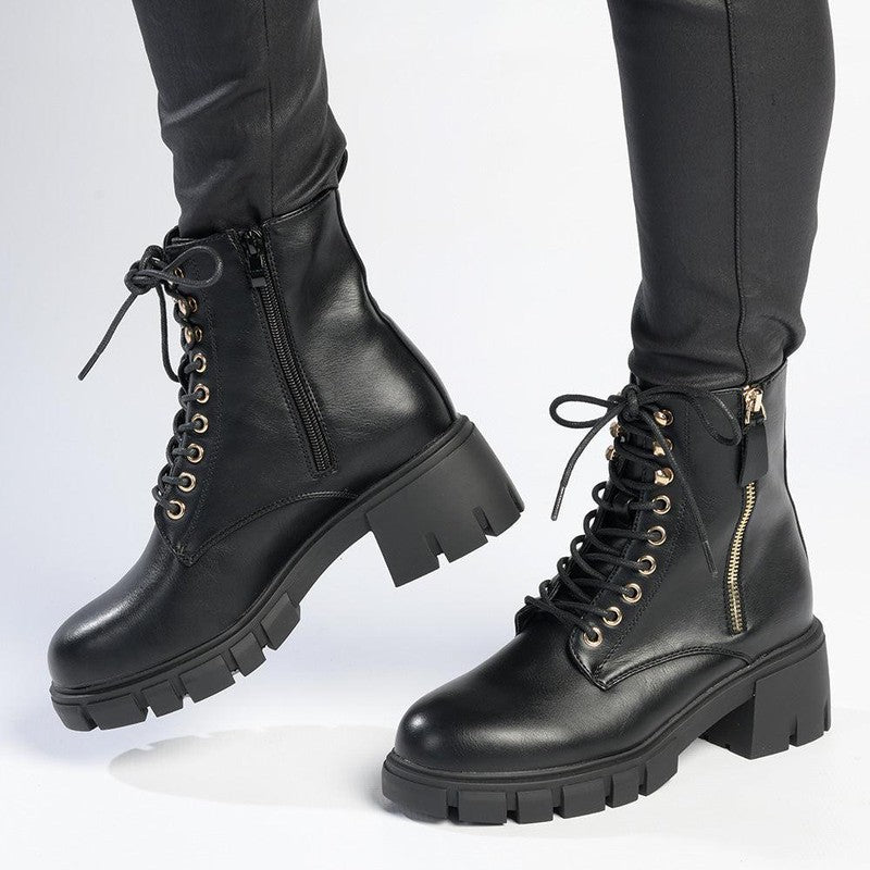Madison Side Zip Combat Boot Black – Madison Heart of New York
