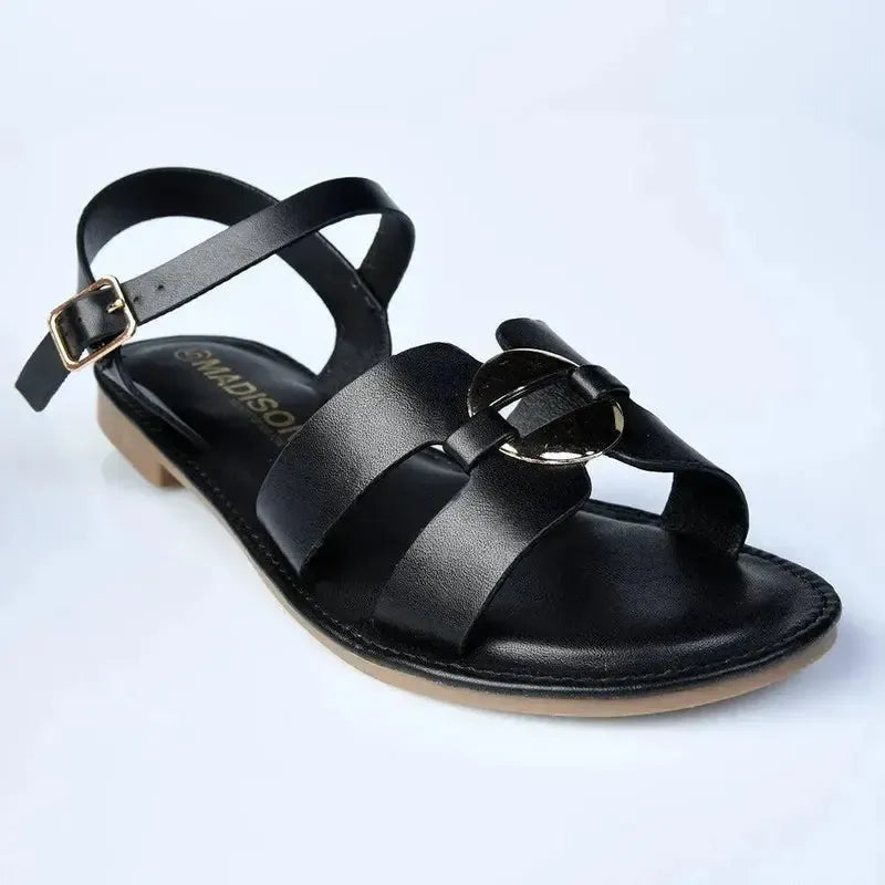 Madison Trim halter Strap Sandal - Black