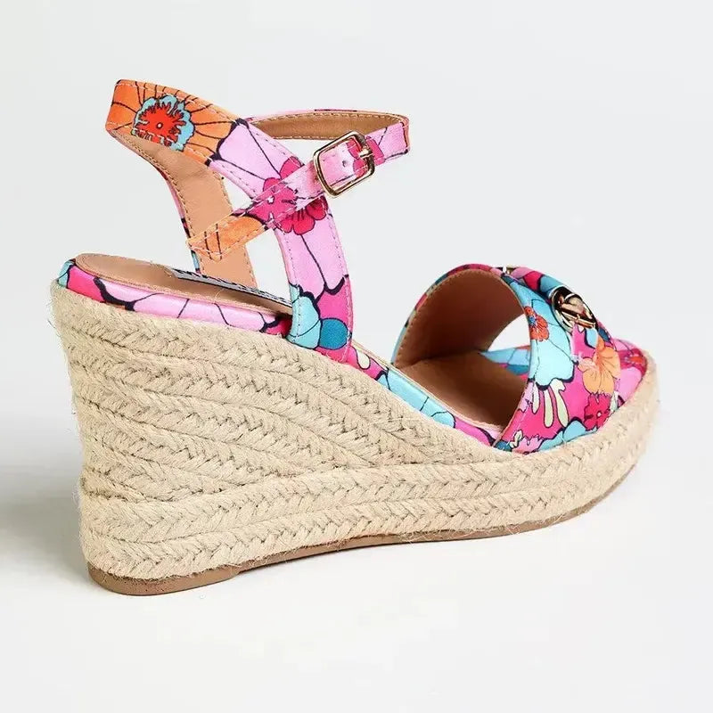Madison Trimmed Espadrille Wedge - Floral