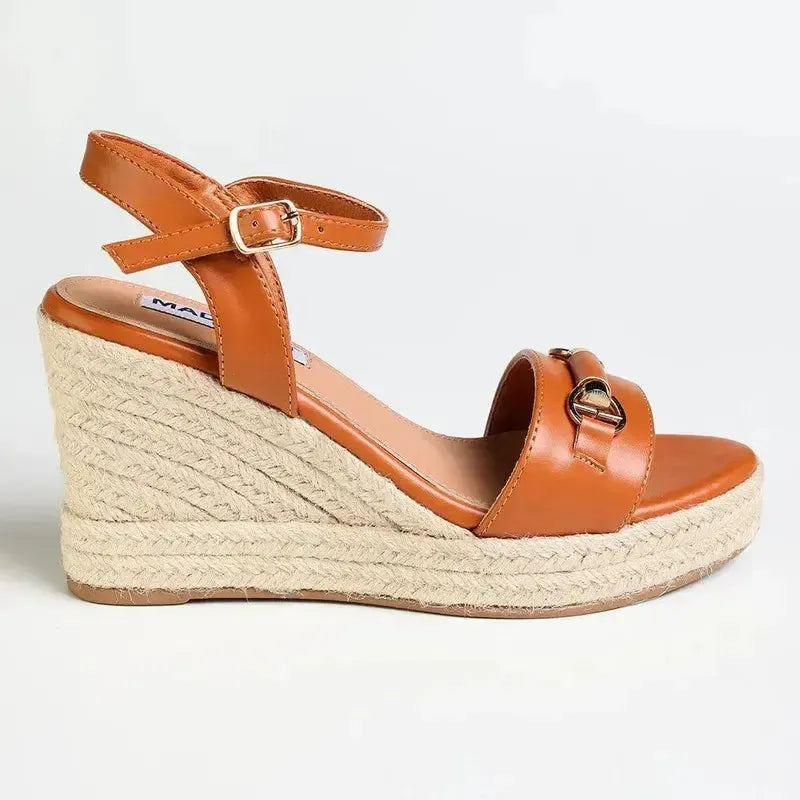 Madison Trimmed Espadrille Wedge - Tan