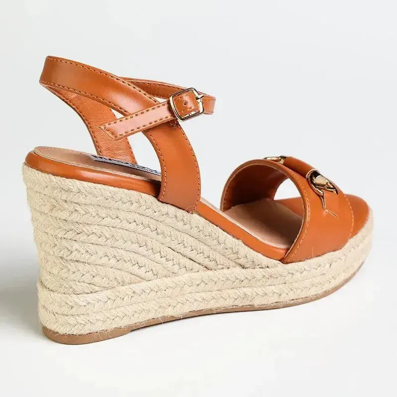 Madison Trimmed Espadrille Wedge - Tan
