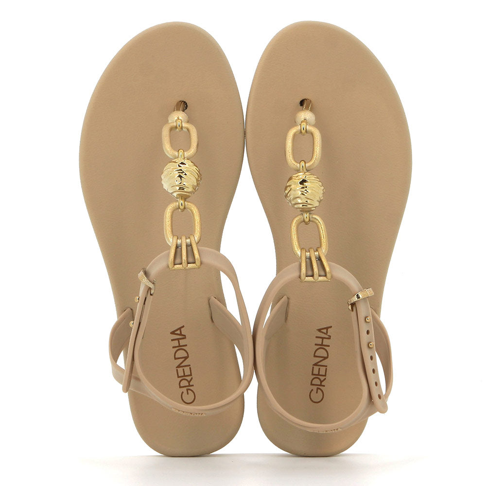 Grendha Ladies Slingback Trim Thong Sandals - Light Beige