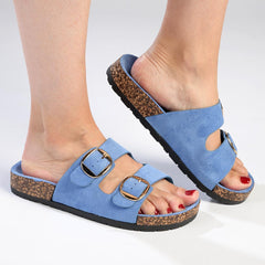 Madison 2 Buckle Comfort BF Sandals - Blue