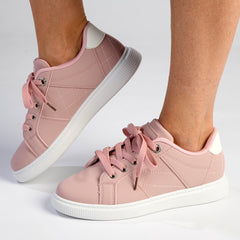 Madison Lace-Up Checkered Fashion Sneaker - Pink/White