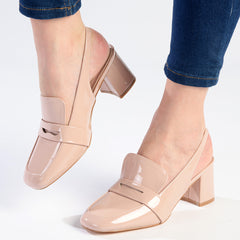 Madison Ivory Block Heel - Nude