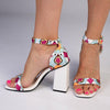 Madison Adeline Block Heel Sandal - White Multi-Madison Heart of New York-Buy shoes online