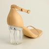 Madison Adriana Block Heel Sandals - Clear/Dark Nude-Madison Heart of New York-Buy shoes online
