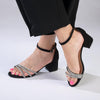 Madison Alice 3 Diamond Strap Block Heel - Black-Madison Heart of New York-Buy shoes online