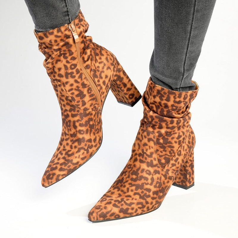 Leopard print ankle 2025 boots block heel