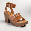 Madison Annie Clog Ankle Buckle Sandal - Tan-Madison Heart of New York-Buy shoes online