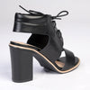 Madison Arenze Block Heel Lace Up Sandal - Black-Madison Heart of New York-Buy shoes online