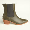 Madison Bekki Back Zip Block Heel Boot - Olive-Madison Heart of New York-Buy shoes online