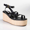 Madison Cara Strappy Weave Covered Wedge - Black-Madison Heart of New York-Buy shoes online