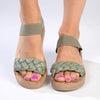 Madison Carly Plaited Vamp Strap Sandals - Olive-Madison Heart of New York-Buy shoes online