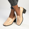 Madison Cindy Block heel Loafer - Nude-Madison Heart of New York-Buy shoes online