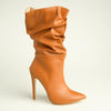 Madison Kessa Rouched Stiletto Boot - Tan-Madison Heart of New York-Buy shoes online