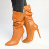 Madison Kessa Rouched Stiletto Boot - Tan-Madison Heart of New York-Buy shoes online