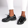 Madison Peggy Lace Up Boyfriend Shoe - Black-Madison Heart of New York-Buy shoes online